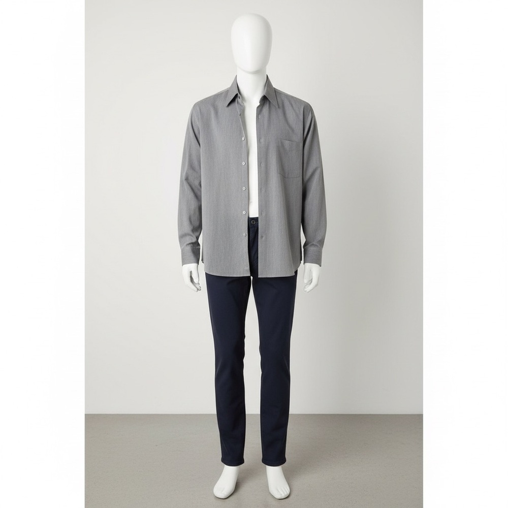 Christian Dior gray button men’s shirt cotton/polyester blend size 18 neck 34/35